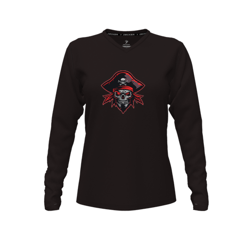 [FTLVPTBK-FYXS-LOGO1] Decker Performance T-Shirt (Female Youth XS, Black, V Neck, Logo 1, Long Sleeve)